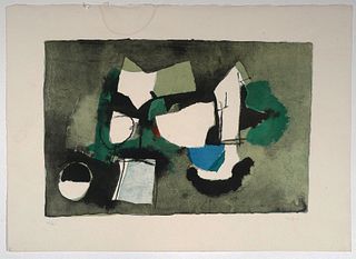 Afro BASALDELLA Composition in Green Lithograph