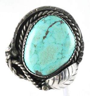 Signed Native American Turquoise Ring