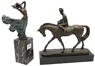 Two Bronze Sculptures on Marble Bases