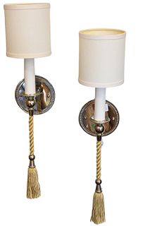 Pair of Silvered Candlestick Wall Sconces