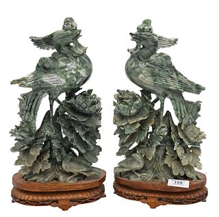 Pair of Chinese Sculptures of Phoenix Birds