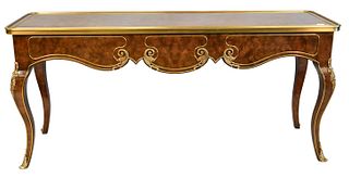 Mastercraft Louis XV Style Burl and Brass Bound Sofa