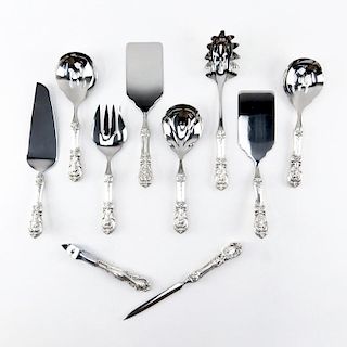 Nine (9) Piece Reed and Barton "Francis I" Serving Pieces with Sterling Silver Handles, Stainless Steel Implement Ends and On