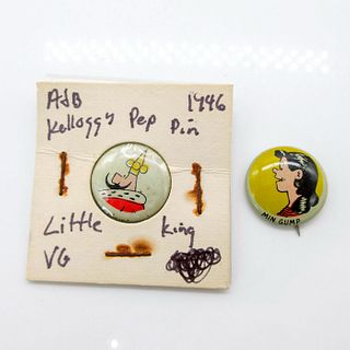 2pc Vintage 1940s Kellogg's Pep Comic Strip Character Pins