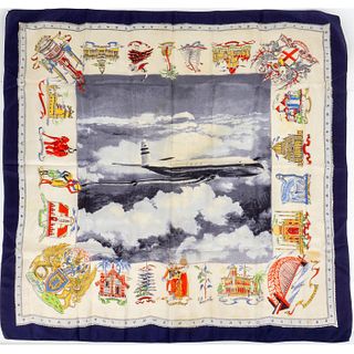 Vintage British Overseas Airways Corporation Silk Scarf
