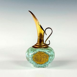 Distinctive Delft Mid-Century Modern Brass Spout Ewer Vase