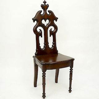 Late 19th Century English Gothic Style Mahogany Hall Chair