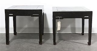 A Pair of Chinese Side Tables, Height 19 1/2 x width 20 x depth 20 inches.