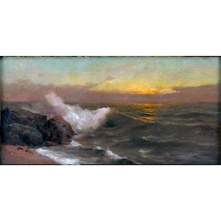 19th Century American School "Ocean Waves" Oil on Canvas