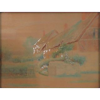 Antique American School Watercolor Signed Aarons Lower Right