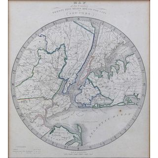 Antique "Map of the Country Twenty Five Miles Round the City of New-York"