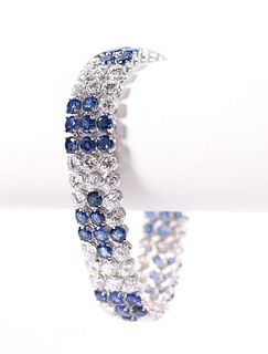 TIFFANY D COLOR FLAWLESS DIAMOND AND SAPPHIRE BRACELET IN PLATINUM