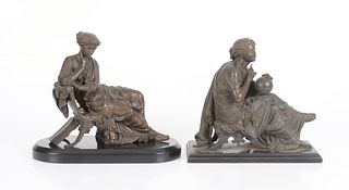 Two French Patinated Bronze Classical Maidens
