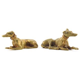 Two Mid Century Brass Dog Figurines