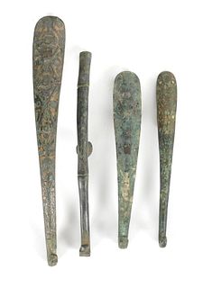 Four Chinese Han Dynasty Bronze Belt Hooks