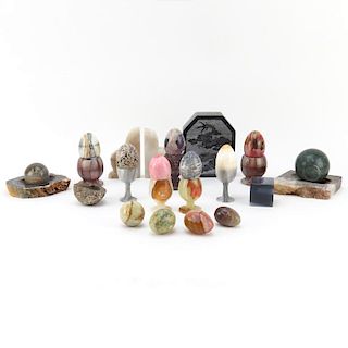 Grouping of Twenty Seven (27) Associated Stone Tabletop Items