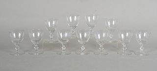 Set of Eleven Cut and Etched Glass Stemware
