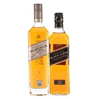 Johnnie Walker. Platinium y Black Label. Blended. Scotch Whisky. Piezas: 2. En presentación de 750 ml.