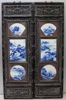 Pair of Quality Framed Chinese Blue and White