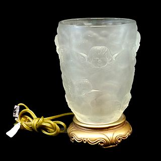 Czech Lalique Style Vase as Lamp