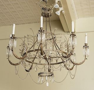 Continental Neoclassical Style Gilt-Metal-Mounted Cut-Glass Eight-Light Chandelier