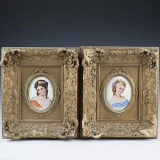 Pair of Framed Limoges Plaques