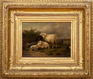 After Eugène Joseph Verboeckhoven (1798 -1881): Sheep in Pasture; and Ewe and Lamb