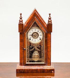Neo-Gothic Mahogany Mantel Clock, Ingram