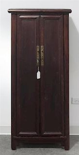 A Chinese Tapered Cabinet, Height 53 x width 22 1/5 x depth 15 inches.