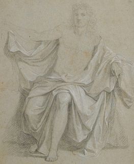 19th c. French School charcoal and chalk drawing