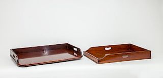 Two Mahogany Two-Handled Trays