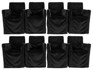 Modern Black Velvet Slip-Covered Chairs, 8