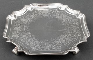 George II Sterling Silver Footed Waiter, 1729