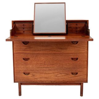 Danish Modern Cherry Wood Vanity Desk Dresser