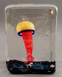 Seguso Viro Glass Jellyfish Aquarium Block
