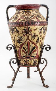 Italian Neoclassical Revival Sgraffito Urn