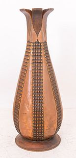 Monumental Secessionist Carved Wood Vase
