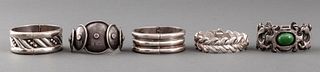 Mexican, Italian, Etc. Silver Bracelets, 5