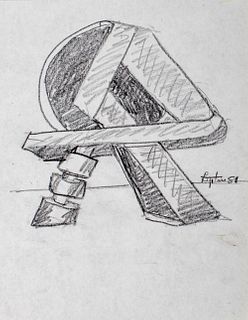 Seymour Lipton Sculpture Study Sketch, 1981