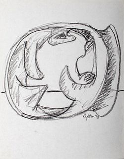 Seymour Lipton Sculpture Study Sketch, 1978