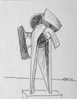 Seymour Lipton Sculpture Study Sketch, 1979