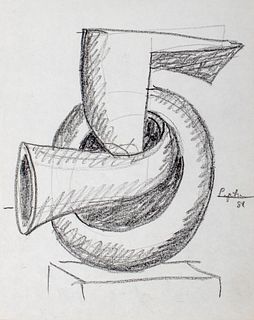 Seymour Lipton Sculpture Study Sketch, 1981
