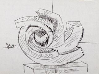 Seymour Lipton Sculpture Study Sketch, 1983