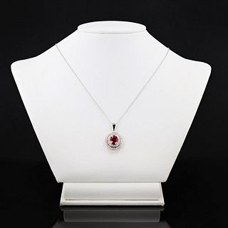 2.18ct Ruby and 0.39ctw Diamond 14K White Gold Pendant/Necklace