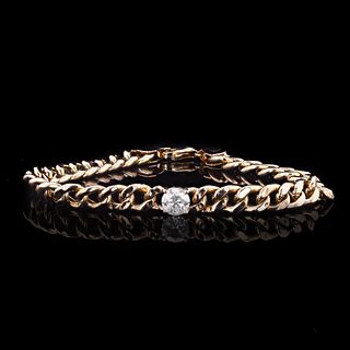 0.98ct Diamond 14K Yellow Gold Chain Bracelet
