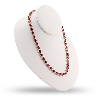 52.10ctw Ruby and 0.35ctw Diamond Necklace
