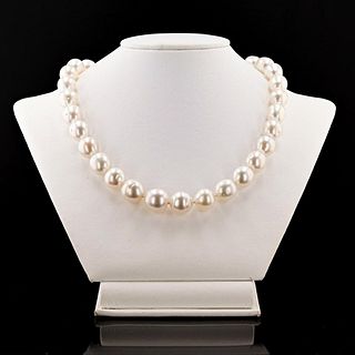 10mm to 13mm White South Sea Pearl 14K White Gold Necklace