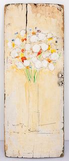 Mary Jo Schwalbach Floral Still Life Oil on Wood