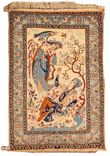 Persian Isfahan Pictorial Rug, 6' 5" x 3' x 6"