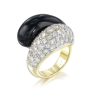 Onyx and Diamond Gold Ring